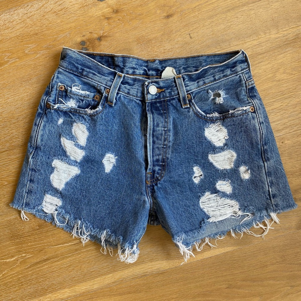 Levi’s High Waisted Distressed Jean Shorts